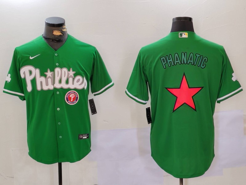 Personalized Men’s Philadelphia Phillies Phanatic Green Cool Base Stitched Jerseys