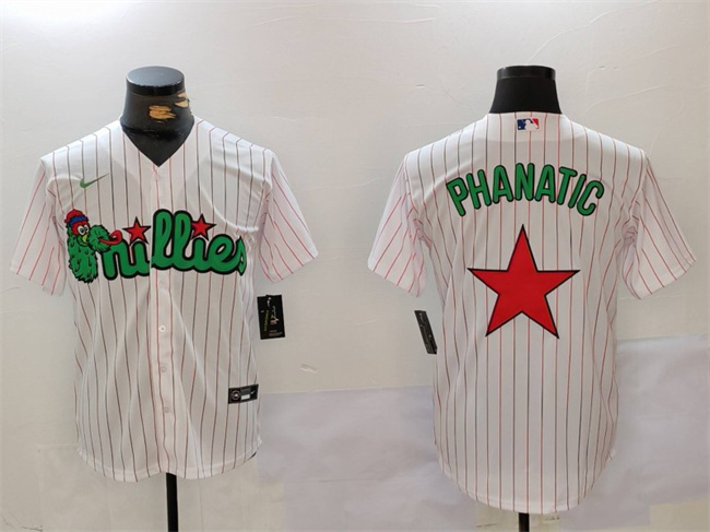 Personalized Men’s Philadelphia Phillies Phanatic White Green Cool Base Stitched Jersey