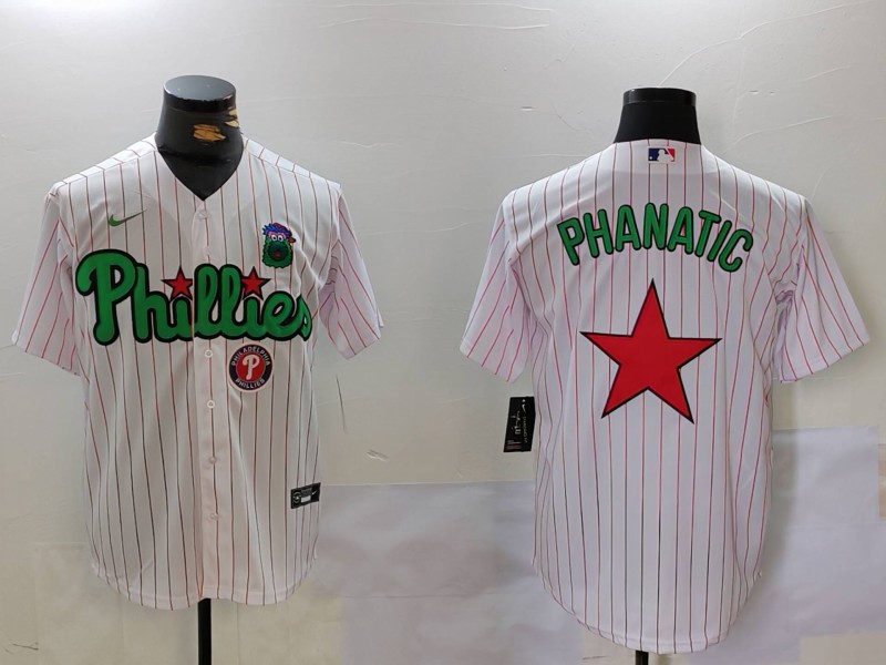 Personalized Men’s Philadelphia Phillies Phanatic White Green Cool Base Stitched Jerseys