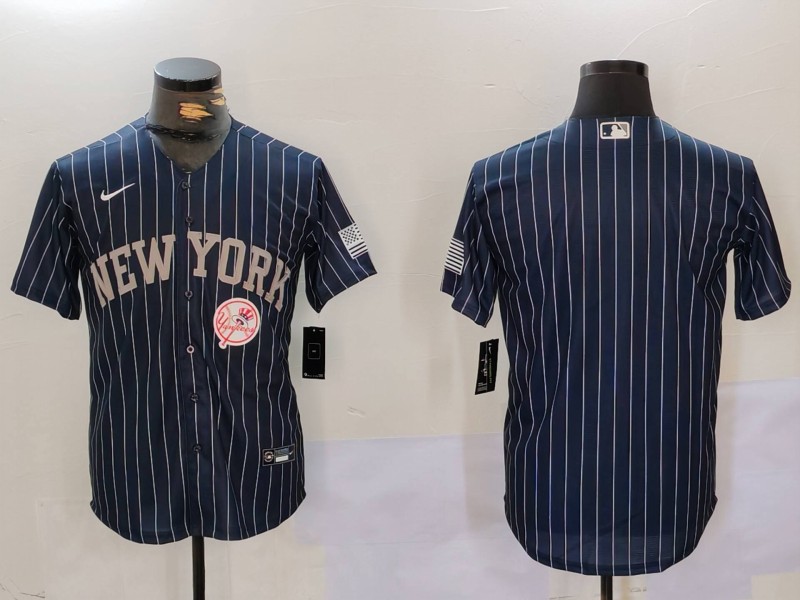 Personalized Men’s New York Yankees Blank Navy Cool Base Stitched Baseball Jerseys