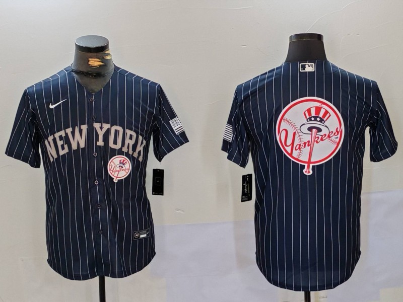Personalized Men’s New York Yankees Navy Team Big Logo Cool Base Stitched Baseball Jerseys