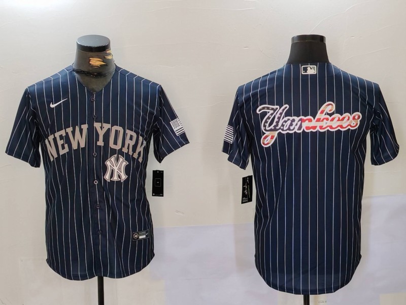 Personalized Men’s New York Yankees Navy Team Big Logo Cool Base Stitched Baseball Jerseys