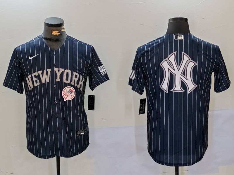 Personalized Men’s New York Yankees Navy Team Big Logo Cool Base Stitched Baseball Jerseys
