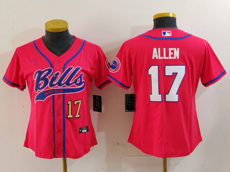 Personalized Women’s Buffalo Bills #17 Josh Allen Red Cool Base Stitched Baseball Jersey