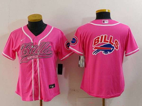 Personalized Women’s Buffalo Bills Pink Team Big Logo With Patch Cool Base Stitched Baseball Jerseys
