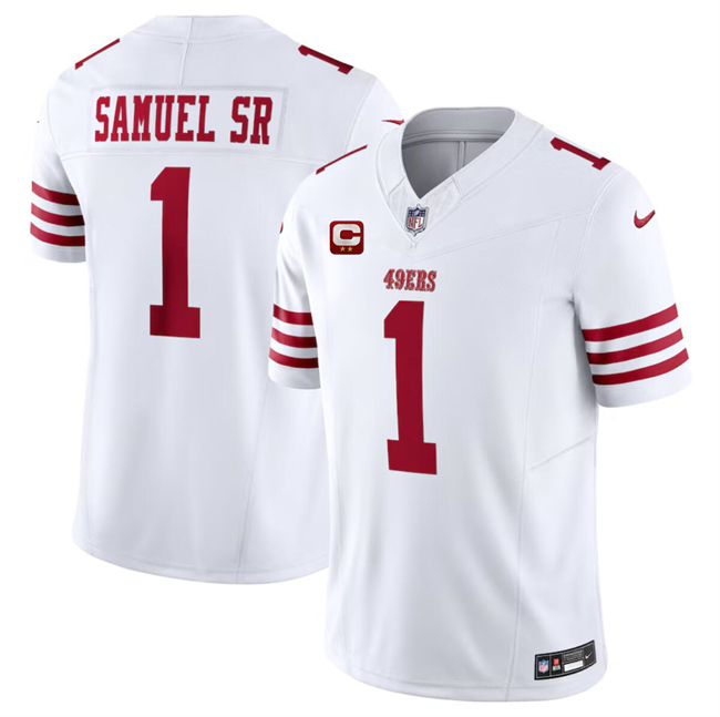 Personalized Men’s San Francisco 49ers #1 Deebo Samuel SR White 2024 F.U.S.E. With 2-Star C Patch Untouchable Limited Stitched Football Jersey