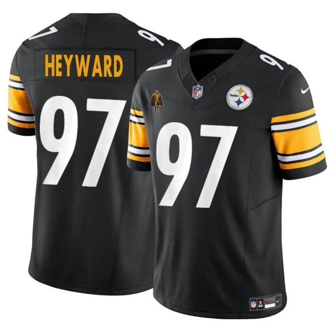 Personalized Men’s Pittsburgh Steelers #97 Cameron Heyward Black F.U.S.E. With Walter Payton Patch Untouchable Limited Stitched Jersey