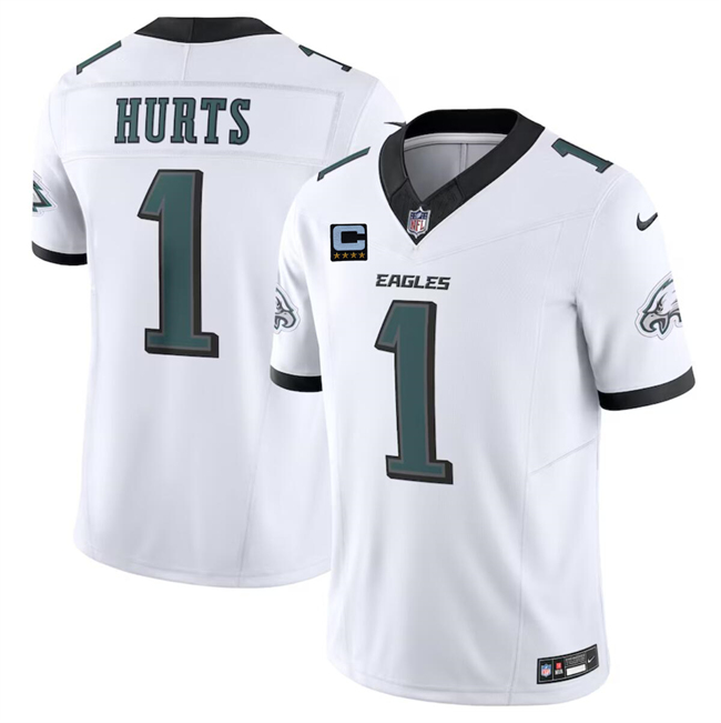 Personalized Men’s Philadelphia Eagles #1 Jalen Hurts White F.U.S.E With 4-Star C Patch Untouchable Limited Stitched Football Jersey