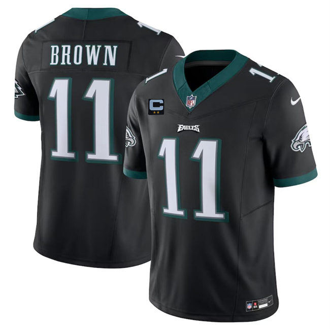 Personalized Men’s Philadelphia Eagles #11 A. J. Brown Black F.U.S.E With 2-Star C Patch Untouchable Limited Stitched Football Jersey
