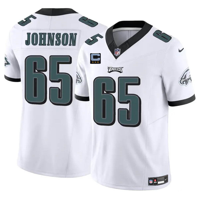 Personalized Men’s Philadelphia Eagles #65 Lane Johnson White F.U.S.E With 3-Star C Patch Untouchable Limited Stitched Football Jersey