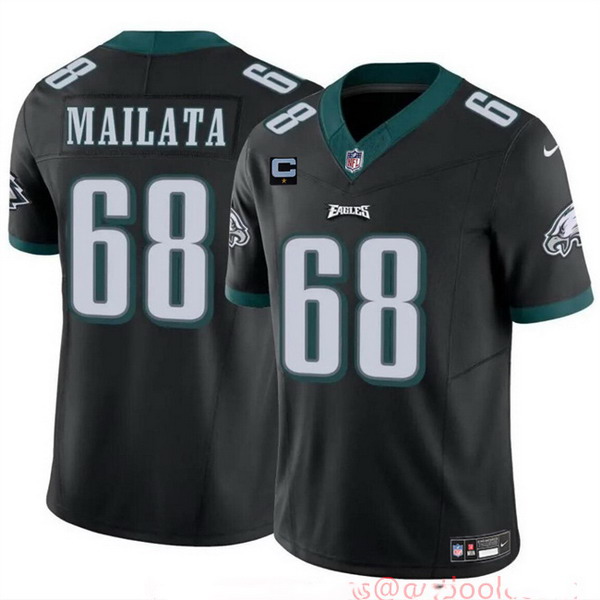 Personalized Men’s Philadelphia Eagles #68 Jordan Mailata Black F.U.S.E With 1-Star C Patch Untouchable Limited Stitched Football Jersey
