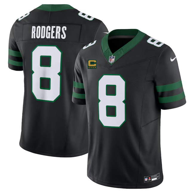 Personalized Men’s New York Jets #8 Aaron Rodgers Black 2024 F.U.S.E. With 4-Star C Patch Limited Stitched Jersey