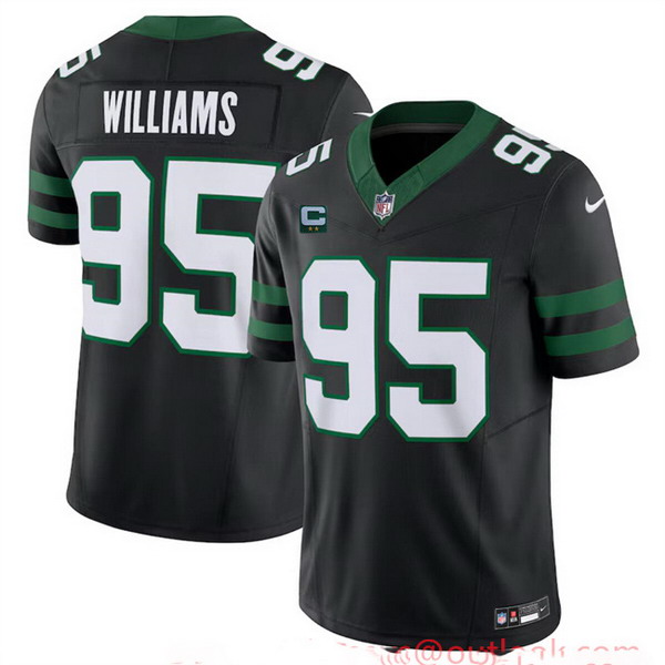 Personalized Men’s New York Jets #95 Quinnen Williams Black 2024 F.U.S.E. With 2-Star C Patch Limited Stitched Jersey