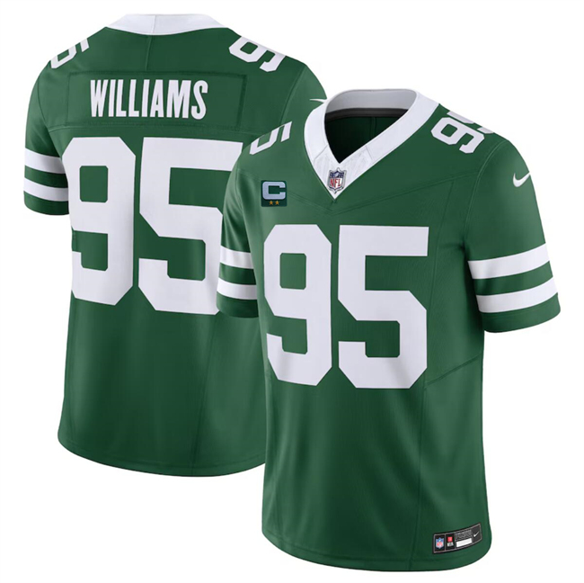 Personalized Men’s New York Jets #95 Quinnen Williams Green 2024 F.U.S.E. With 2-Star C Patch Limited Stitched Jersey