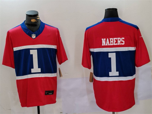 Personalized Men’s New York Giants #1 Malik Nabers Red 2024 F.U.S.E. Untouchable Limited Stitched Jersey