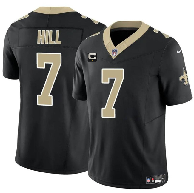 Personalized Men’s New Orleans Saints #7 Taysom Hill Black 2024 F.U.S.E With 1-Star C Patch Limited Stitched Football Jersey