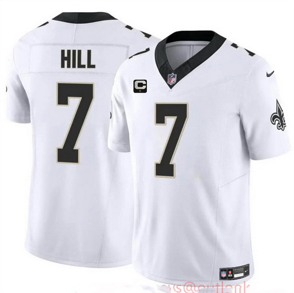 Personalized Men’s New Orleans Saints #7 Taysom Hill White 2024 F.U.S.E With 1-Star C Patch Limited Stitched Football Jersey