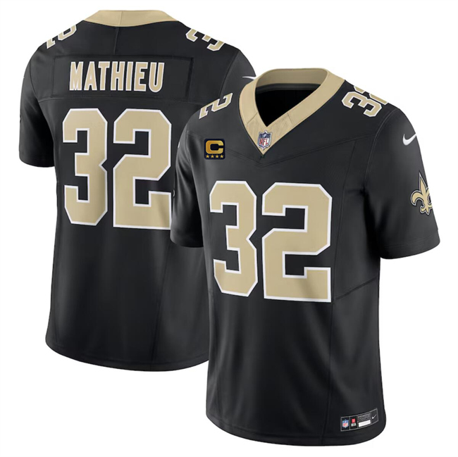 Personalized Men’s New Orleans Saints #32 Tyrann Mathieu Black 2024 F.U.S.E With 4-Star C Patch Limited Stitched Football Jersey
