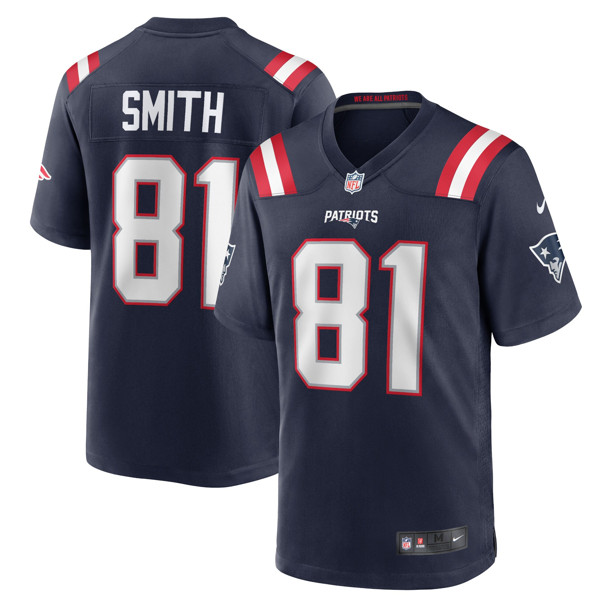 Personalized Men’s New England Patriots #81 Jonnu Smith Navy Stitched Game Jersey