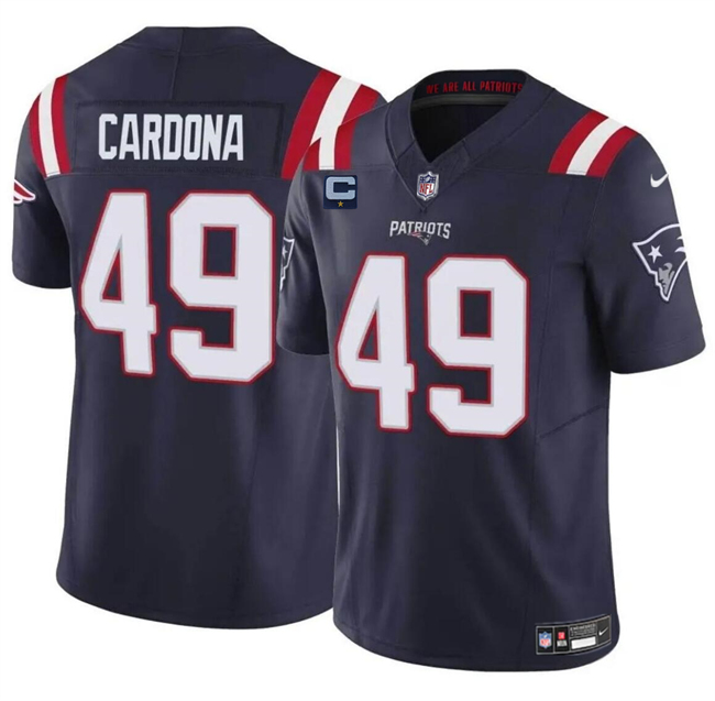 Personalized Men’s New England Patriots #49 Joe Cardona Navy F.U.S.E. With 1-Star C Patch Limited Stitched Football Jersey