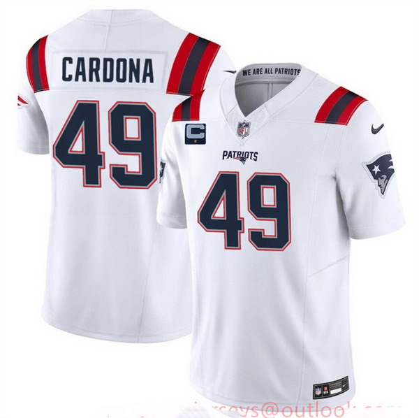 Personalized Men’s New England Patriots #49 Joe Cardona White F.U.S.E. With 1-Star C Patch Limited Stitched Football Jersey