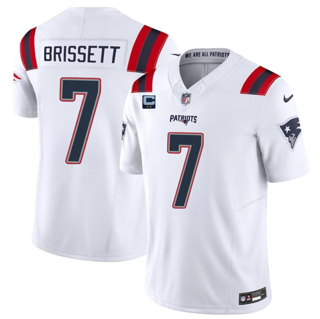 Personalized Men’s New England Patriots #7 Jacoby Brissett White F.U.S.E. With 2-Star C Patch Limited Stitched Football Jersey