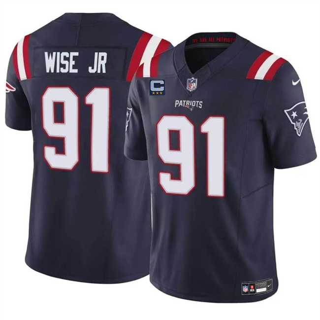 Personalized Men’s New England Patriots #91 Deatrich Wise Jr Navy F.U.S.E. With 3-Star C Patch Limited Stitched Football Jersey