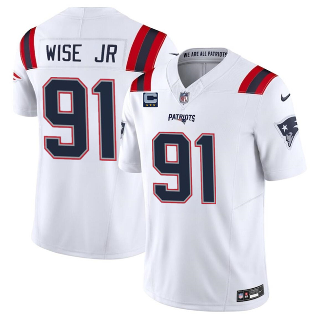 Personalized Men’s New England Patriots #91 Deatrich Wise Jr White F.U.S.E. With 3-Star C Patch Limited Stitched Football Jersey