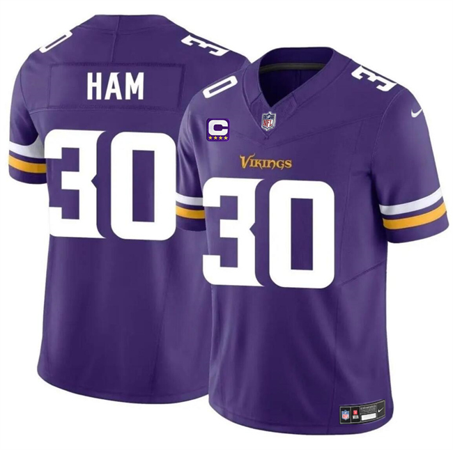 Personalized Men’s Minnesota Vikings #30 C.J. Ham Purple 2024 F.U.S.E. With 4-Star C Patch Untouchable Limited Stitched Jersey