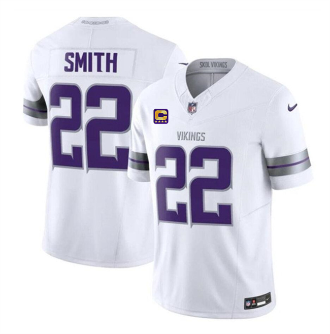 Personalized Men’s Minnesota Vikings #22 Harrison Smith White 2024 F.U.S.E. With 4-Star C Patch Winter Warrior Limited Stitched Jersey