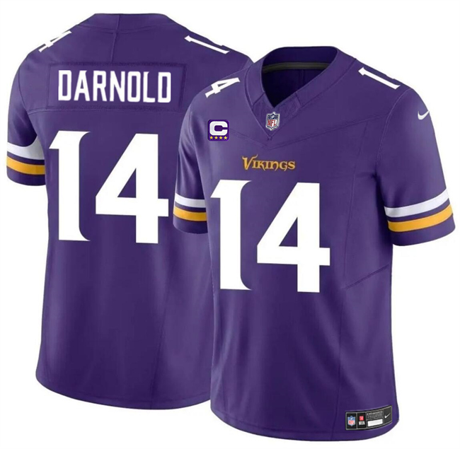 Personalized Men’s Minnesota Vikings #14 Sam Darnold Purple 2024 F.U.S.E. With 4-Star C Patch Untouchable Limited Stitched Jersey