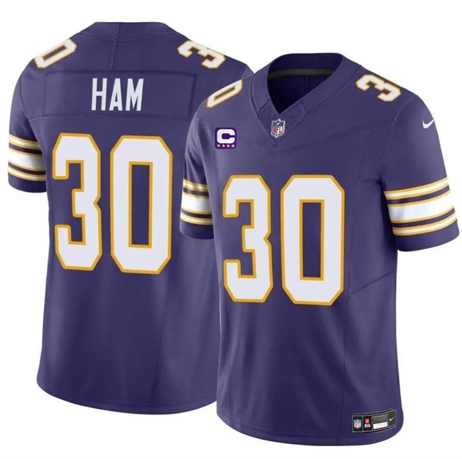 Personalized Men’s Minnesota Vikings #30 C.J. Ham Purple 2024 F.U.S.E. Throwback With 4-Star C Patch Untouchable Limited Stitched Jersey