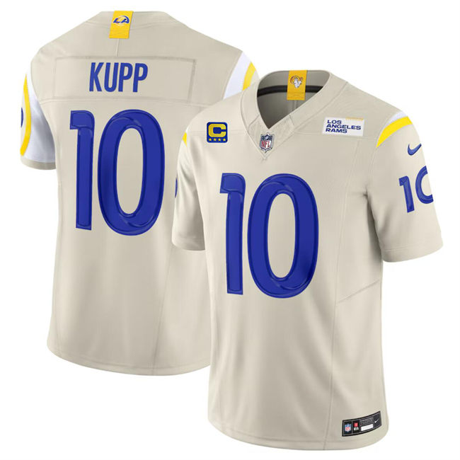 Personalized Men’s Los Angeles Rams #10 Cooper Kupp Bone 2024 F.U.S.E With 4-Star C Patch Limited Stitched Jersey
