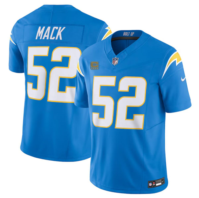 Personalized Men’s Los Angeles Chargers #52 Khalil Mack Blue 2024 F.U.S.E. With 4-Star C Patch Untouchable Limited Stitched Jersey