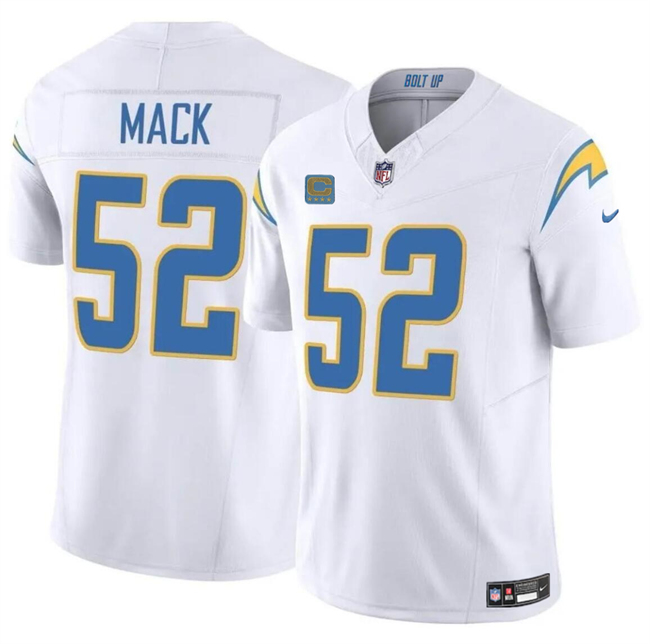 Personalized Men’s Los Angeles Chargers #52 Khalil Mack White 2024 F.U.S.E. With 4-Star C Patch Untouchable Limited Stitched Jersey