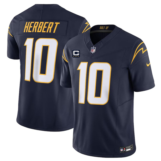 Personalized Men’s Los Angeles Chargers #10 Justin Herbert Navy 2024 F.U.S.E. With 4-Star C Patch Untouchable Limited Stitched Jersey