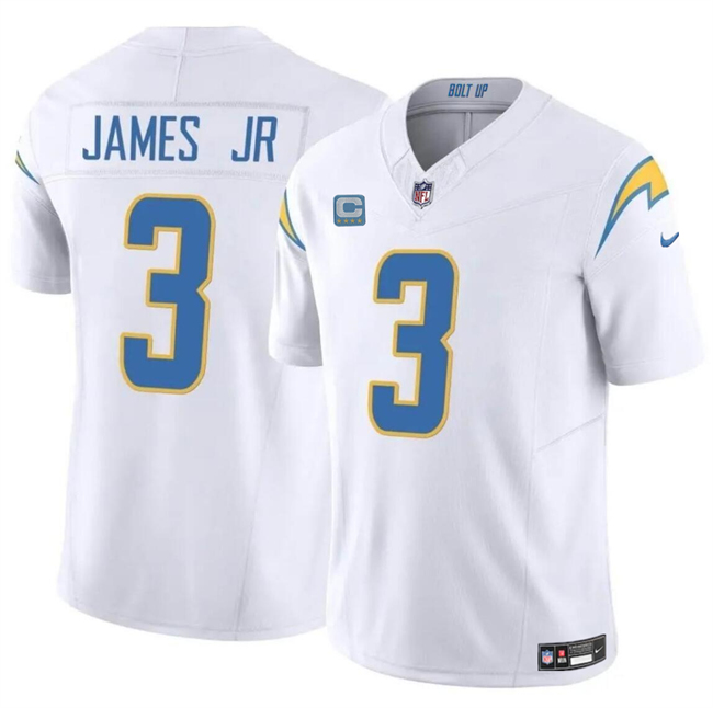 Personalized Men’s Los Angeles Chargers #3 Derwin James Jr. White 2024 F.U.S.E. With 4-Star C Patch Untouchable Limited Stitched Jersey