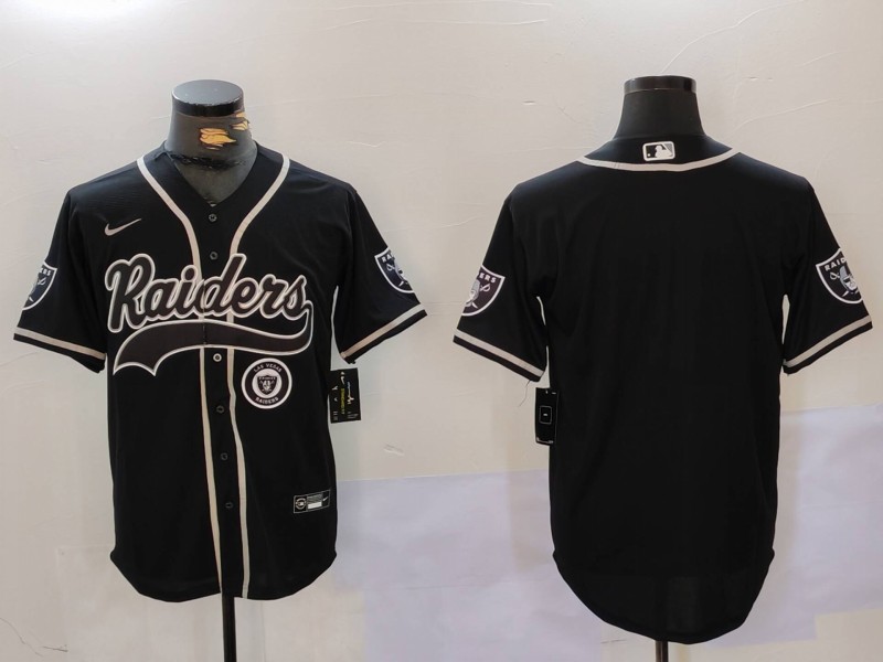 Personalized Men’s Las Vegas Raiders Black Team Blank Patch Cool Base Stitched Baseball Jerseys