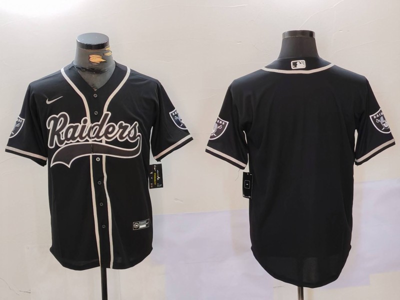 Personalized Men’s Las Vegas Raiders Black Team Blank Patch Cool Base Stitched Baseball Jerseys