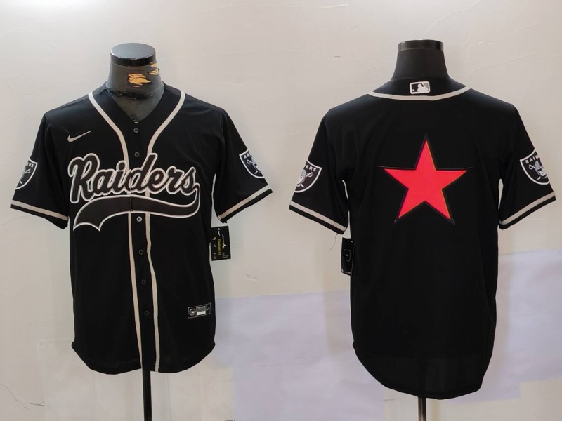 Personalized Men’s Las Vegas Raiders Black Team Big Logo With Patch Cool Base Stitched Baseball Jerseys
