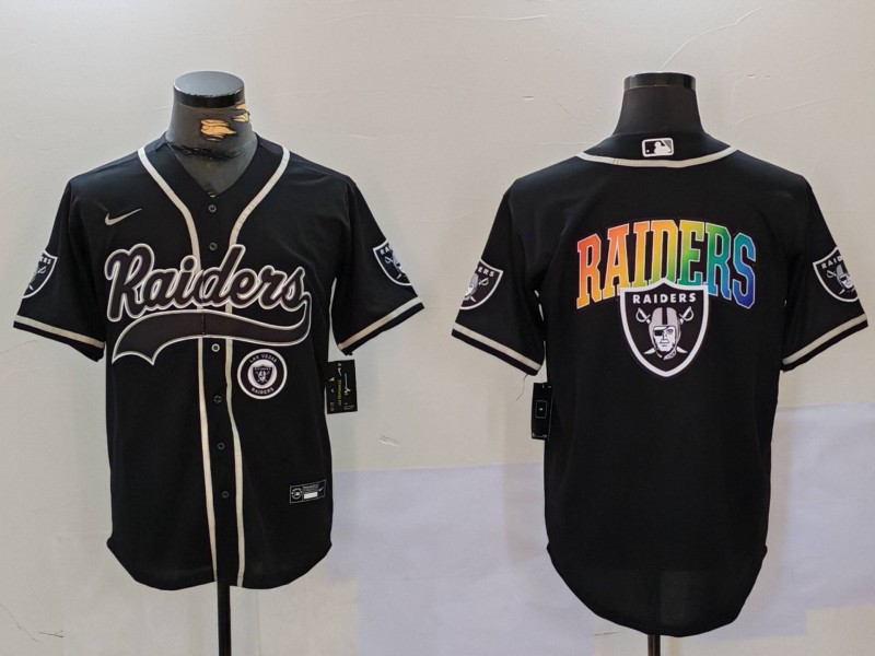Personalized Men’s Las Vegas Raiders Black Team Big Logo With Patch Cool Base Stitched Baseball Jerseys