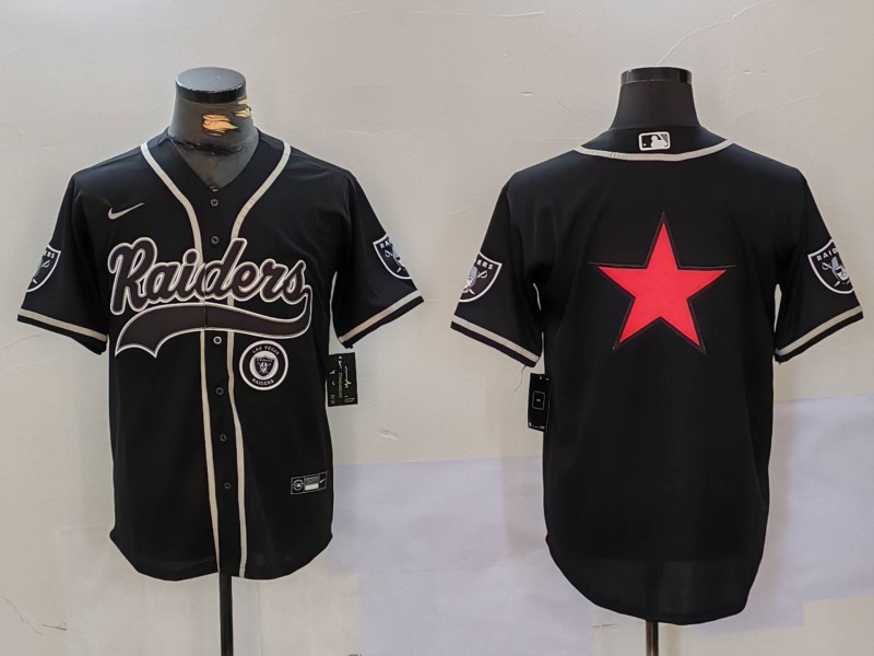 Personalized Men’s Las Vegas Raiders Black Team Big Logo With Patch Cool Base Stitched Baseball Jerseys