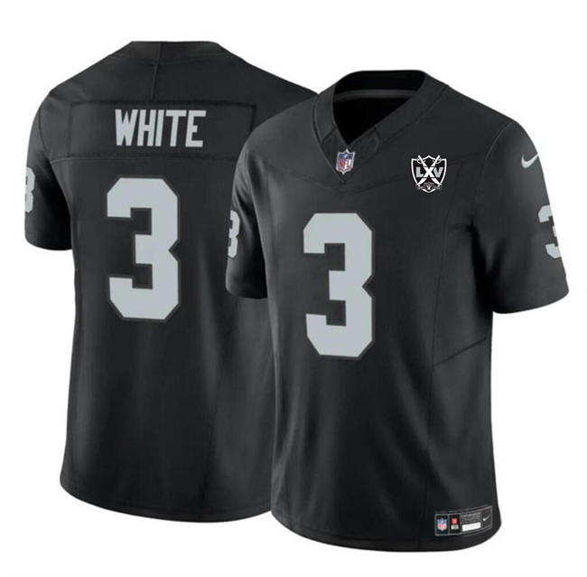 Personalized Men’s Las Vegas Raiders #3 Zamir White Black 2024 F.U.S.E 65th Anniversary Patch Stitched Football Jersey