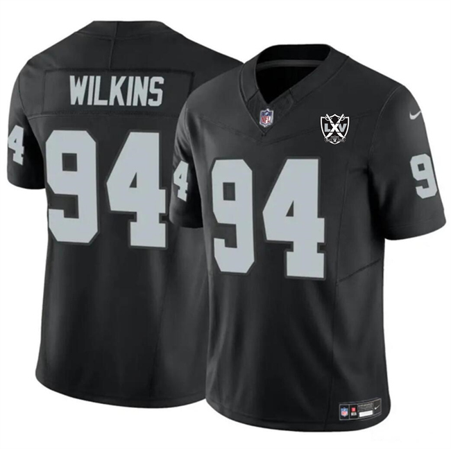 Personalized Men’s Las Vegas Raiders #94 Christian Wilkins Black 2024 F.U.S.E 65th Anniversary Patch Stitched Football Jersey