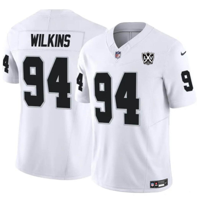 Personalized Men’s Las Vegas Raiders #94 Christian Wilkins White 2024 F.U.S.E 65th Anniversary Patch Stitched Football Jersey