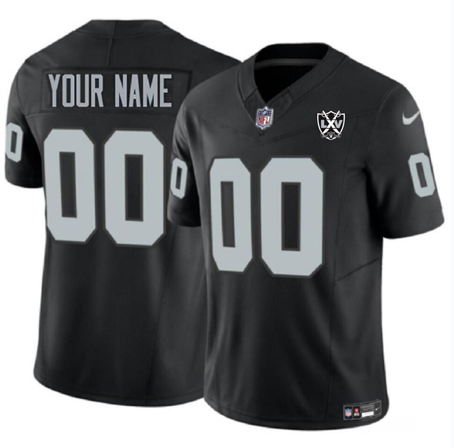 Personalized Men’s Las Vegas Raiders Active Player Black 2024 F.U.S.E 65th Anniversary Patch Stitched Football Jerseys