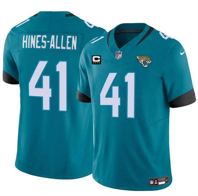 Personalized Men’s Jacksonville Jaguars #41 Josh Hines-Allen Teal With 4-Star C Patch Untouchable Limited Stitched Jersey