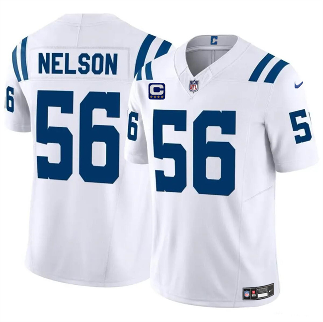 Personalized Men’s Indianapolis Colts #56 Quenton Nelson White 2024 F.U.S.E. With 4-Star C Patch Limited Stitched Football Jersey