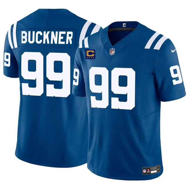 Personalized Men’s Indianapolis Colts #99 DeForest Buckner Blue 2024 F.U.S.E. With 4-Star C Patch Limited Stitched Football Jersey