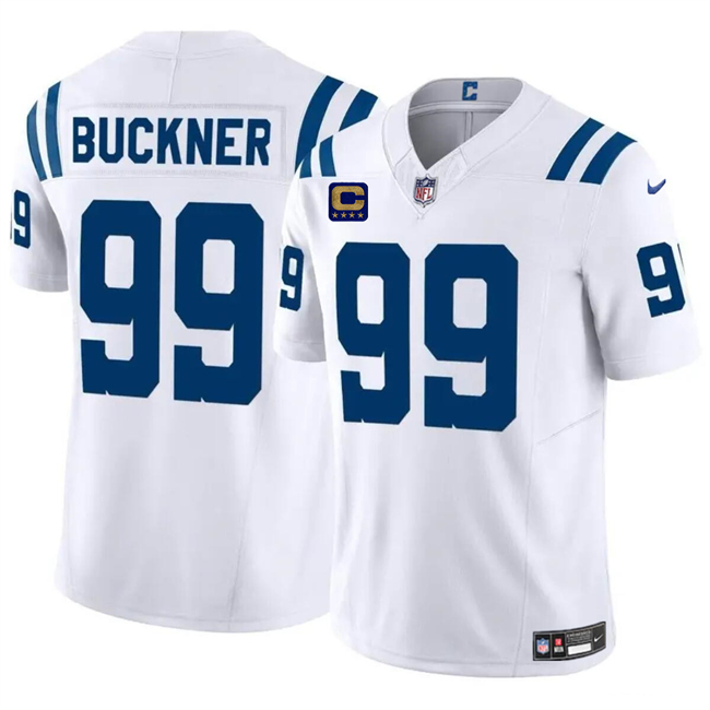 Personalized Men’s Indianapolis Colts #99 DeForest Buckner White 2024 F.U.S.E. With 4-Star C Patch Limited Stitched Football Jersey